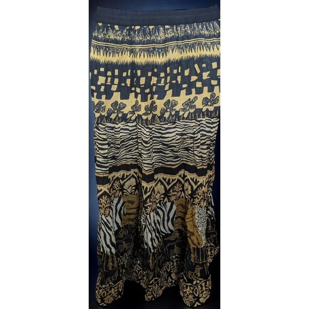 Vintage White Stag Animal Print Maxi Skirt